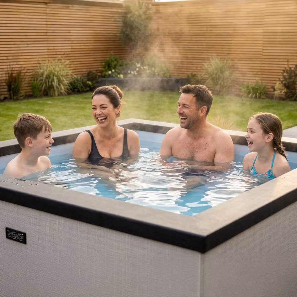 Wave Spas Wave Garda 4-Person Foam Hot Tub with Integrated Heater and 70 Jets in Light Grey – 2