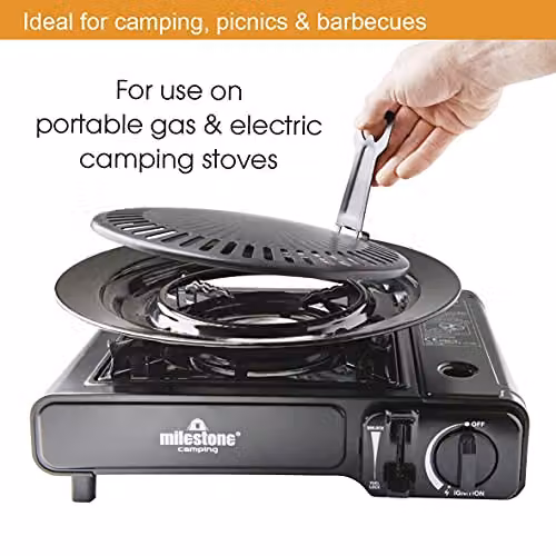Milestone Camping 63959 Non-Stick Grill Plate with Drip Pan and Bottle Opener Handle, Black, W: 32.0 cm, D: 31.8 cm – 4