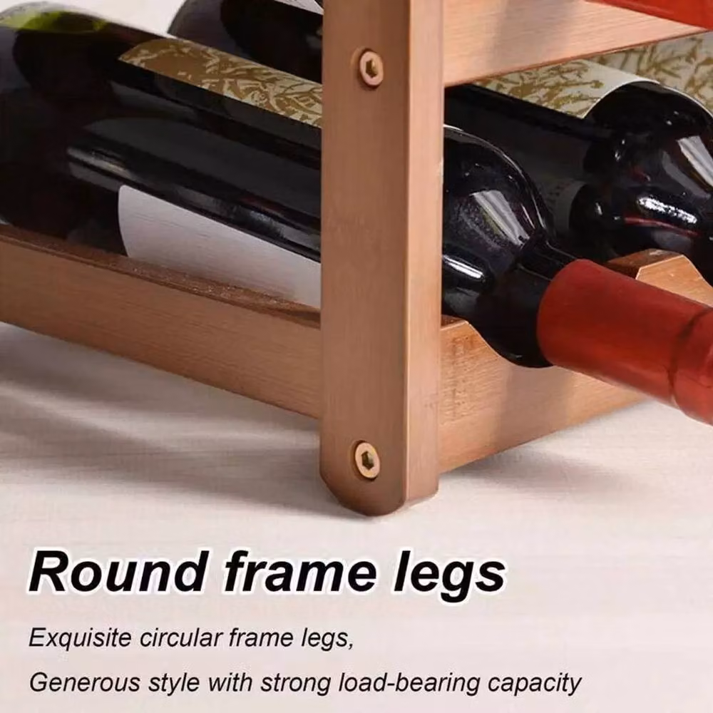 FLAVORA 3-Tier Wooden Wine Bottle Storage Rack, Natural Brown, Holds 12 Bottles – 5