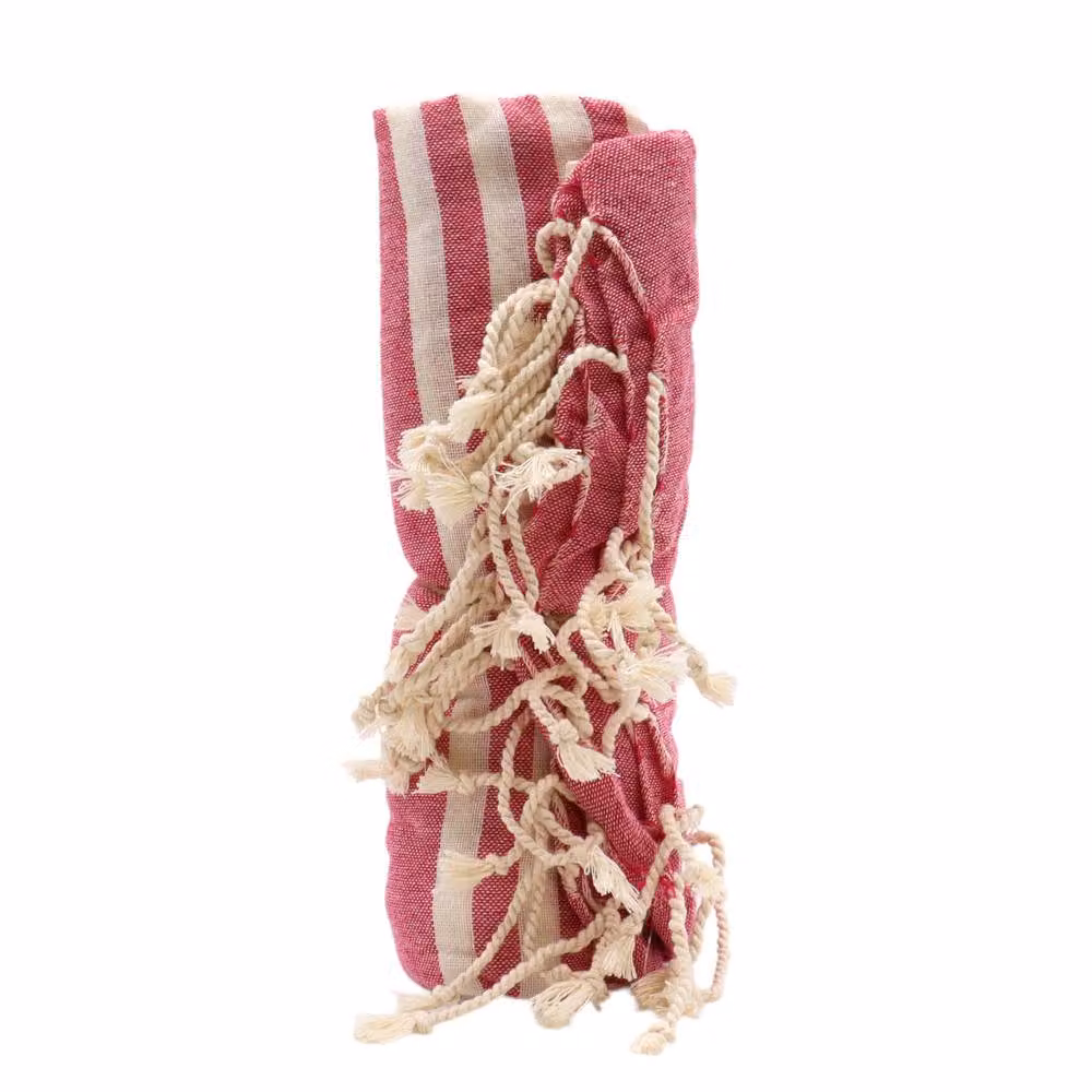 Four Candle Pink Striped Cotton Pareo Throw for Adults, W/D: 180 x 100 cm – 2
