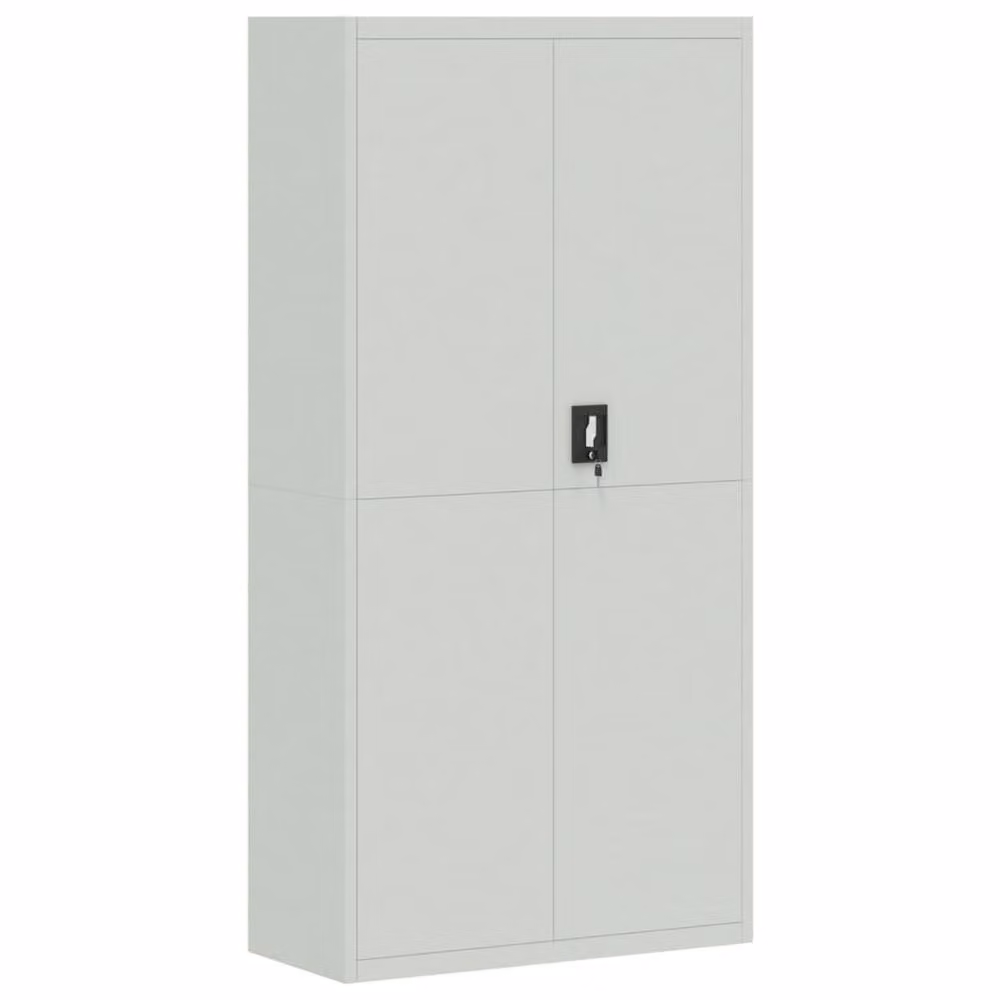 Berkfield Home Steel File Cabinet in Light Grey, W/D/H: 90 x 40 x 220 cm