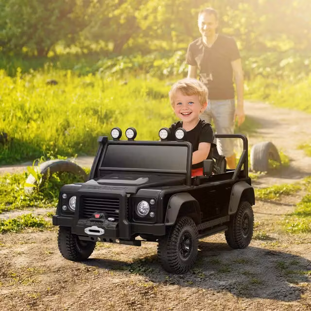 AIYAPLAY 12V Kids Land Rover Electric Ride On Car with Remote Control, Black