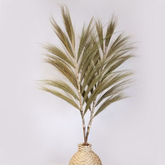 KDMK Handcrafted Bali Rayung Grass Pampas Display in Multicoloured Yellow and Beige