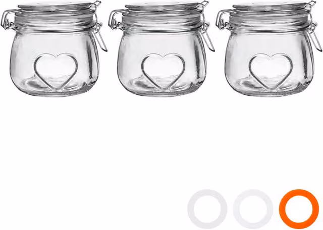 Nicola Spring Airtight and Leakproof Glass Storage Jars with Wire and Silicone, 0.5 l, Transparent and Yellow