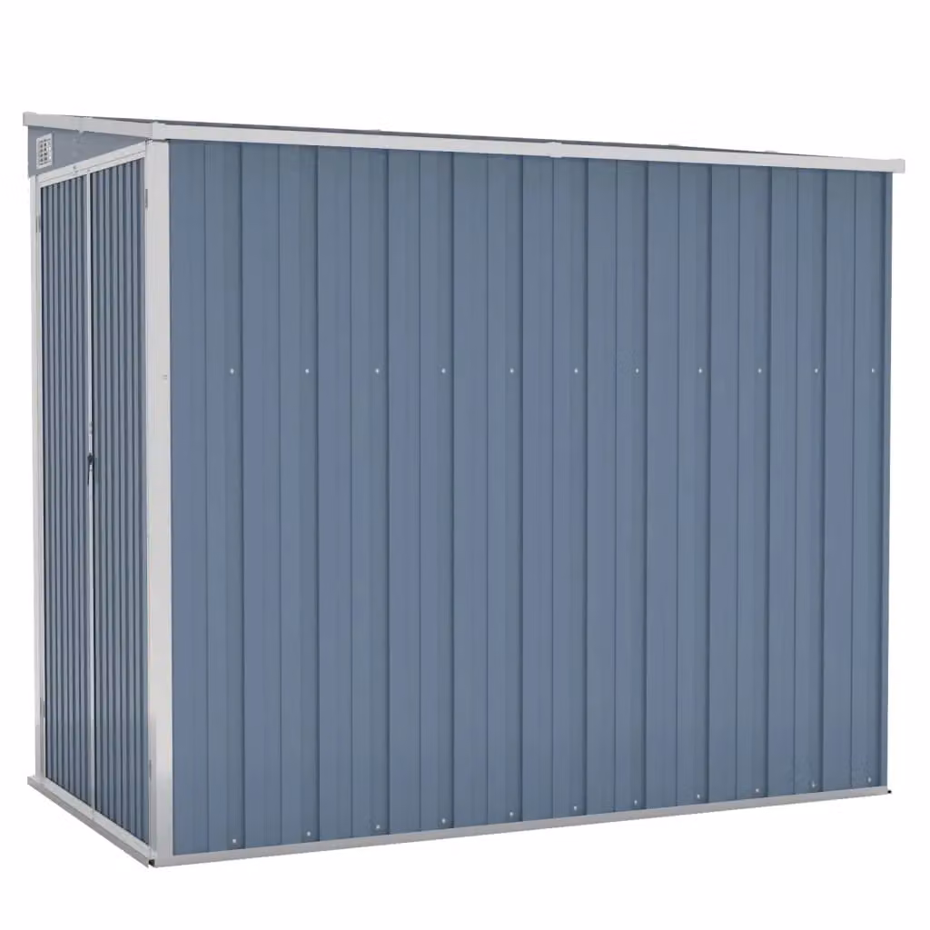 Berkfield Home Wall-mounted Lean-to Garden Shed in Grey Galvanised Steel, W/D/H: 118 x 194 x 178 cm – 2