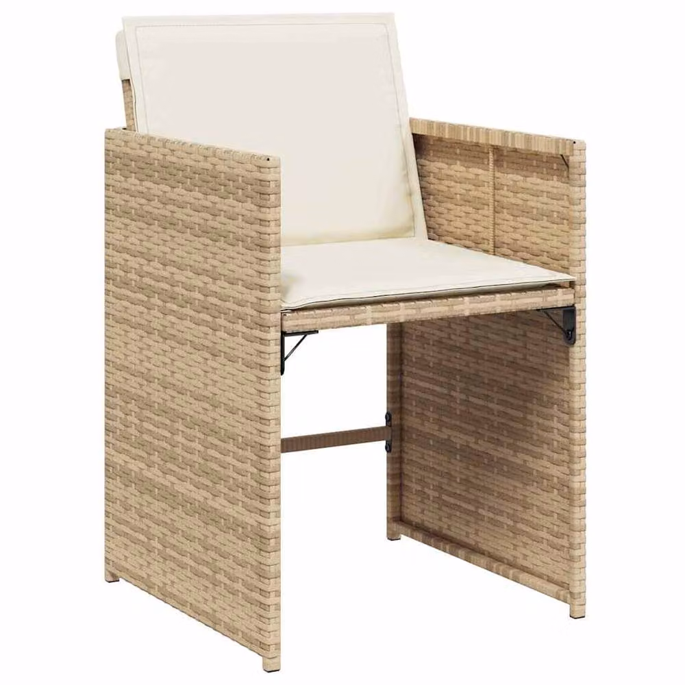 Berkfield Home 17 Piece Beige Poly Rattan Garden Dining Set with Cushions and Glass Table – 2