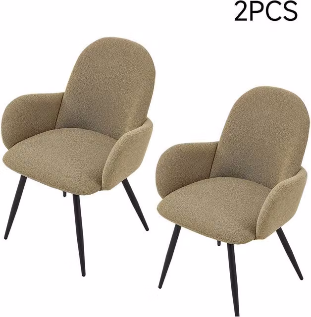 Living and Home Set of 2 Modern Linen Upholstered Dining Chairs in Green