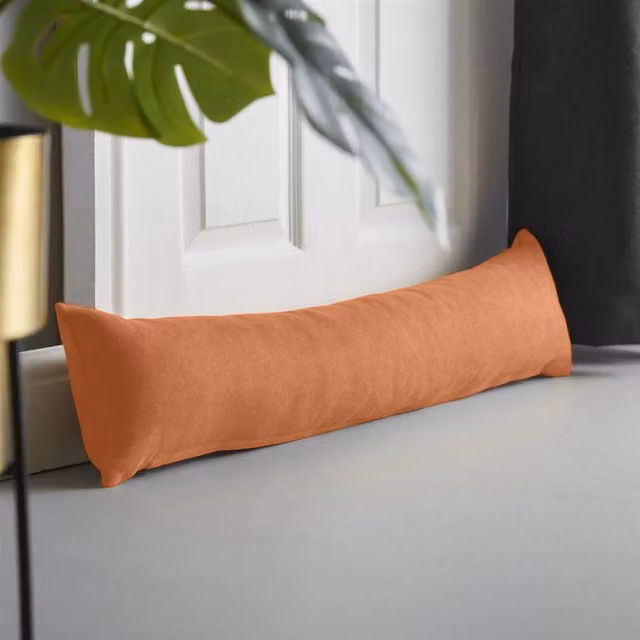 Livinluxury Velvet Chenille Draught Excluder - Orange