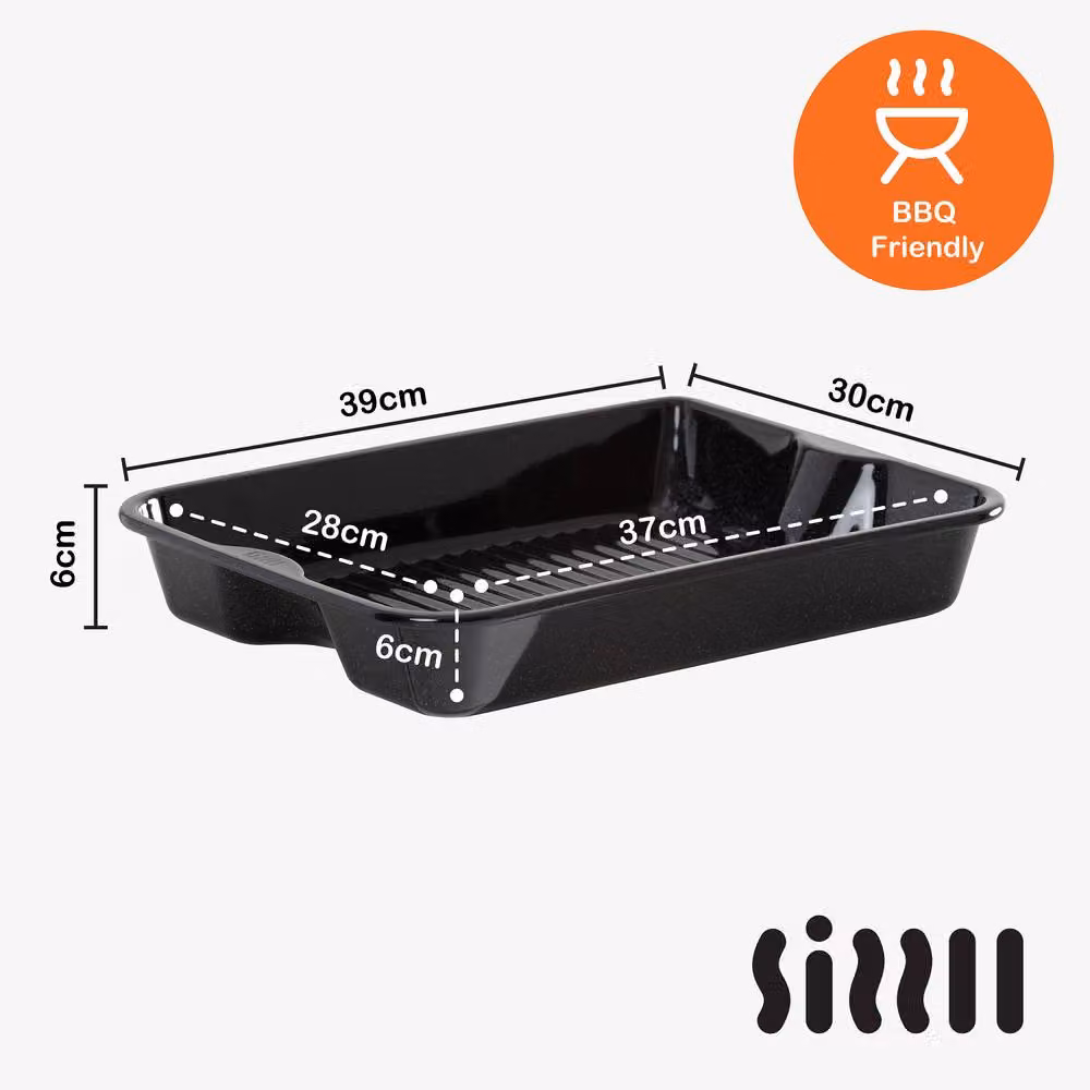 Wham SIZZLL Griddll Enamel Roasting Tin, 39cm, Black – 2
