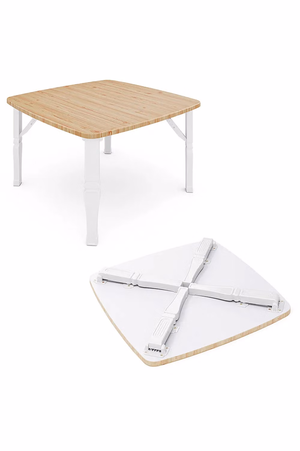 Living and Home Square Wooden Folding Coffee Table in Beige – 3