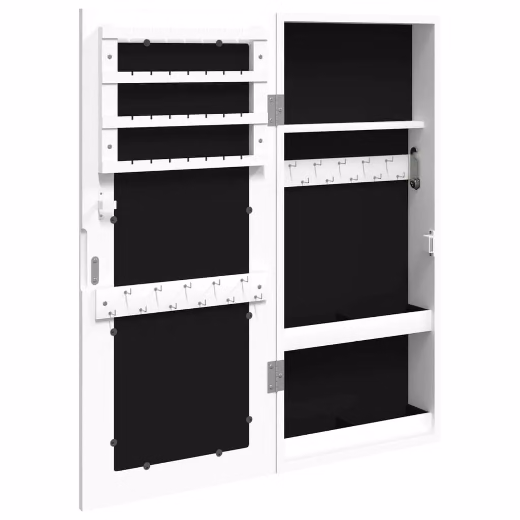 Berkfield Home Wall Mounted Mirror Jewellery Cabinet in White, W/D/H: 30 x 8.5 x 67 cm – 3