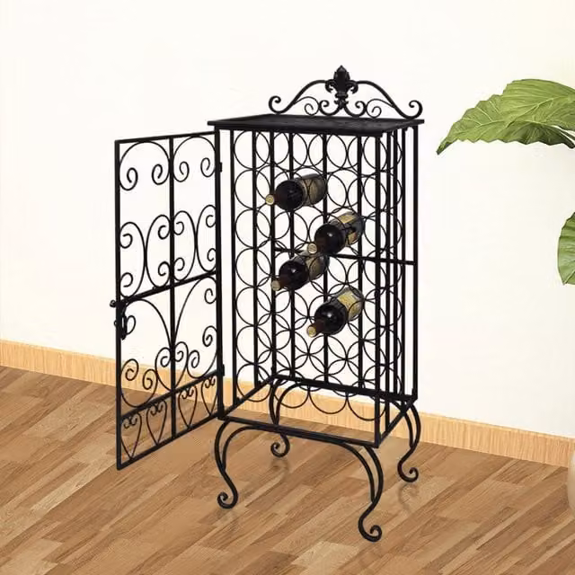 Berkfield Home Metal Wine Rack for 28 Bottles in Matt Black