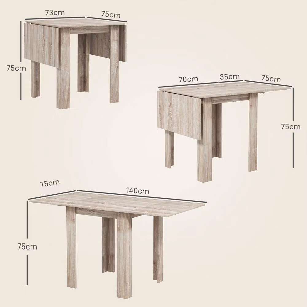 STILVORA Light Oak Effect Drop Leaf Dining Table – 2