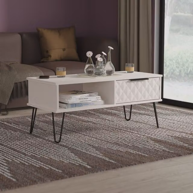 2 U Islay Ready Assembled 1 Drawer Coffee Table in Taupe and Black