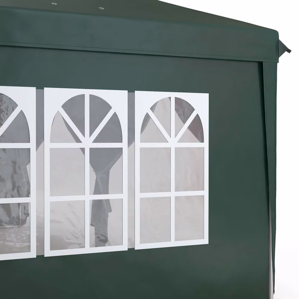 Outsunny Green Pop-Up Gazebo with Windows and Steel Frame, W: 300 cm, D: 300 cm, H: 270 cm – 7