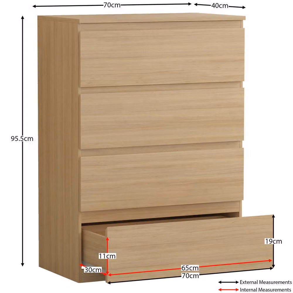 Vida Designs Modern Brown 4 Piece Bedroom Set Including Wardrobe, Chest of Drawers and 2 Nightstands – 2
