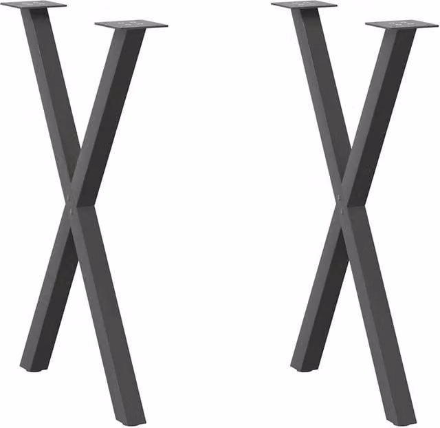 Berkfield Home X-Shaped Dining Table Legs, 2 Pieces, Anthracite Steel, H: 72.5 cm x W: 50 cm