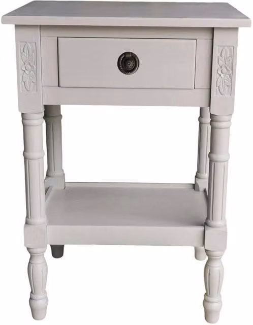 Minster Single Drawer Side Table in Grey, W: 45 cm, D: 35 cm, H: 65 cm