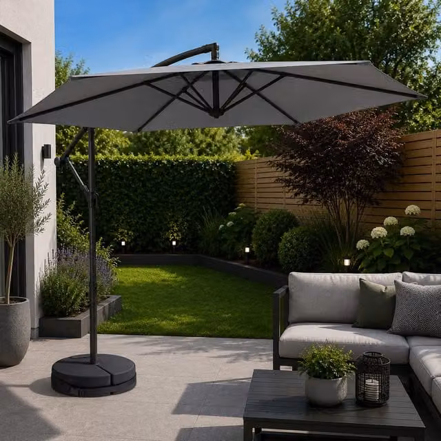 Samuel Alexander 3m Cantilever Banana Garden Parasol with Crank Handle in Grey