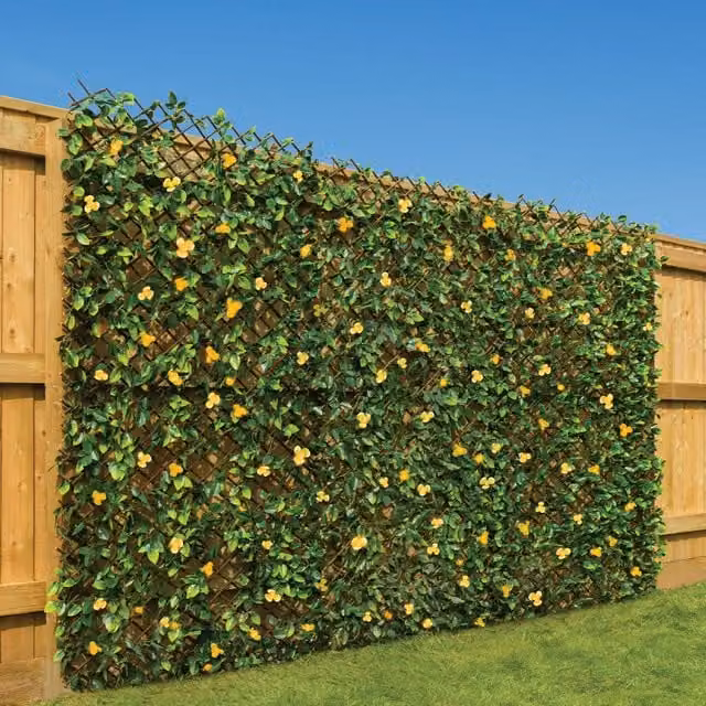 Christow Expanding Artificial Trellis with Multicolour Flowers and Green Hedge, Wall-Mounted