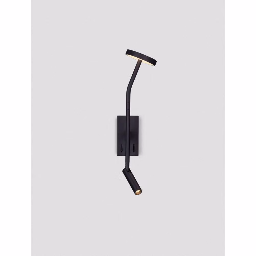 Netlighting Logos LED Reading Wall Light in Black with 9W Warm White Output – 3