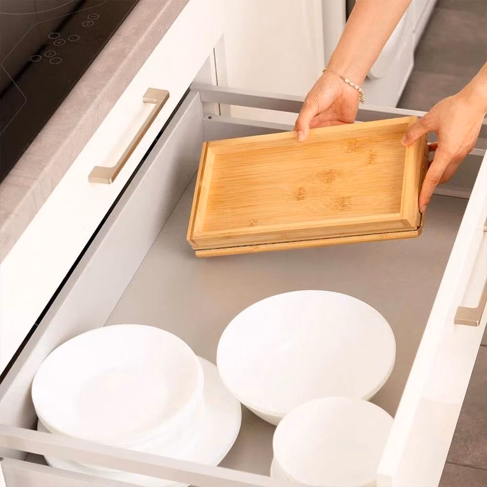 NESTLUNE Bamboo Arm Rest Organiser Tray in Natural Brown – 3
