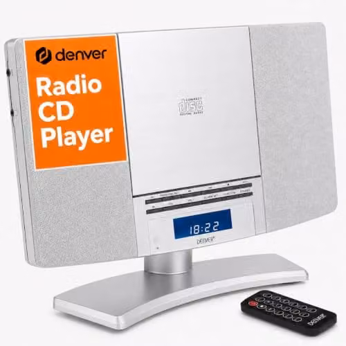 Denver CD Player and FM Radio with Speakers in Silver