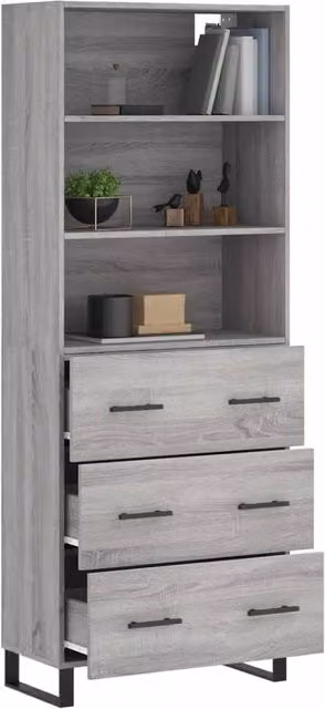 Berkfield Home Grey Sonoma Highboard W/D/H: 69.5 x 34 x 180 cm