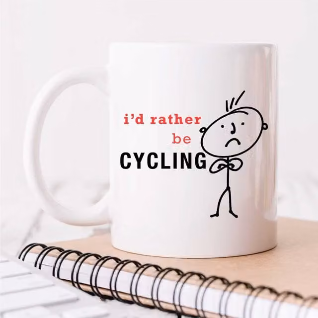 60 Second Makeover Mens I'd Rather Be Cycling Ceramic Mug, White, 11oz