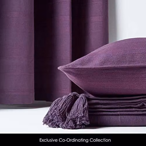 Homescapes Purple Rajput Eyelet Curtain Pair in 100% Cotton, Width: 140 cm, Drop: 137 cm – 4