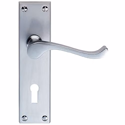 Loops Victorian Scroll Handle on Rectangular Lock Backplate, Chrome, 155 x 41 mm