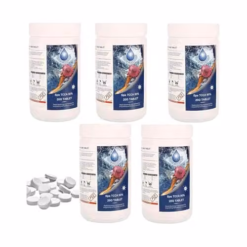 SHATCHI 5 kg Stabilised Chlorine Tablets, 250 x 20g Slow Release White Disinfection Dosing for Above Ground Pools