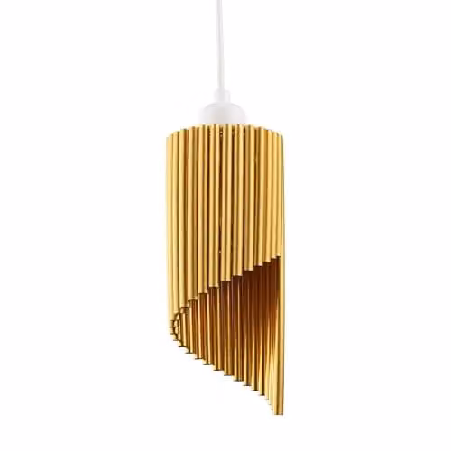 Happy Homewares Modern Designer Satin Gold Tubular Bells Styled Cylinder Ceiling Pendant Light Shade, W: 26 cm, H: 11 cm – 1