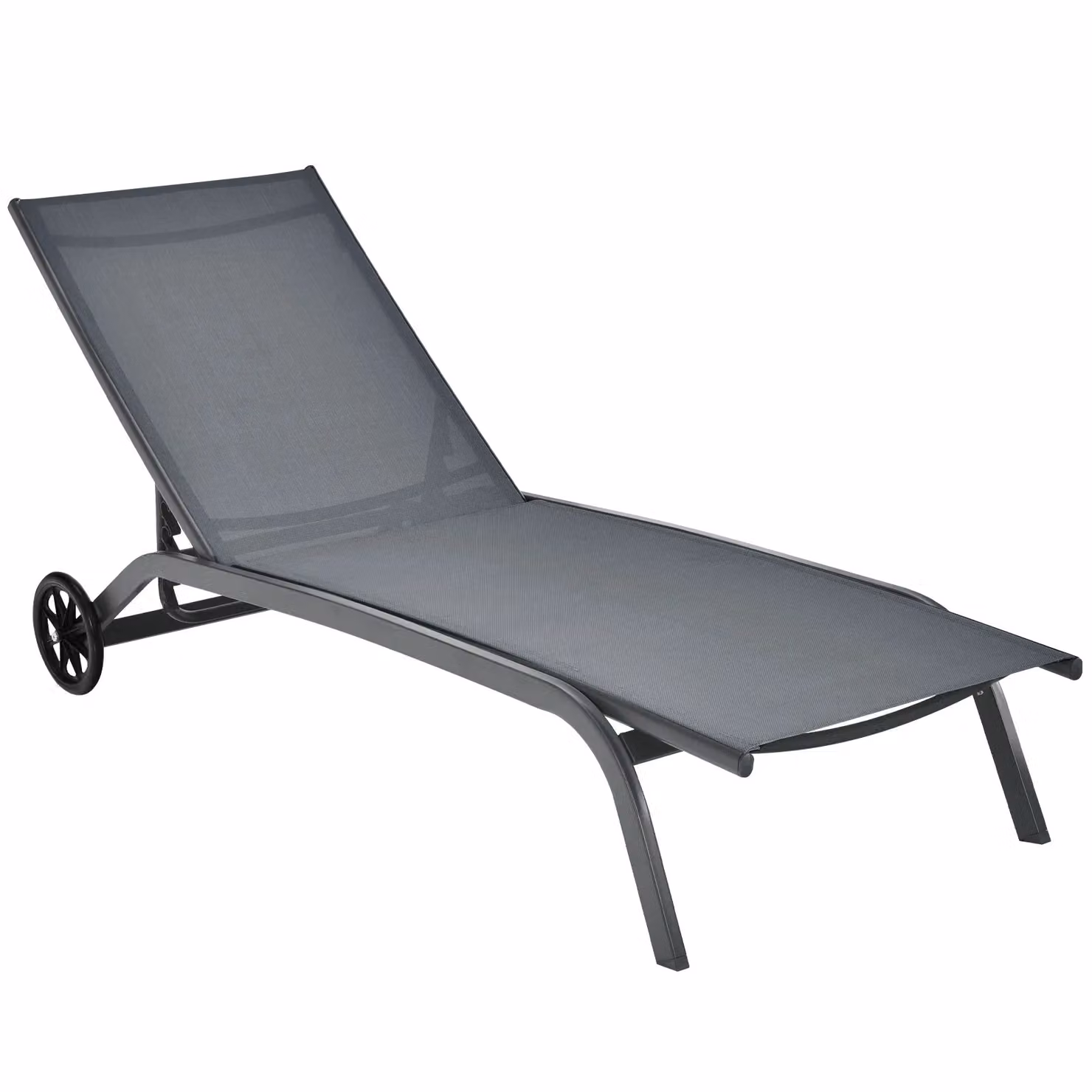 Costway Grey Textilene Sun Lounger with 6-Level Adjustable Backrest and Castors – 2