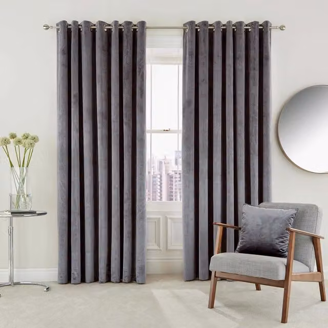 Helena Springfield Escala Velvet Eyelet Curtains in Purple, W: 167 cm, H: 183 cm – 3