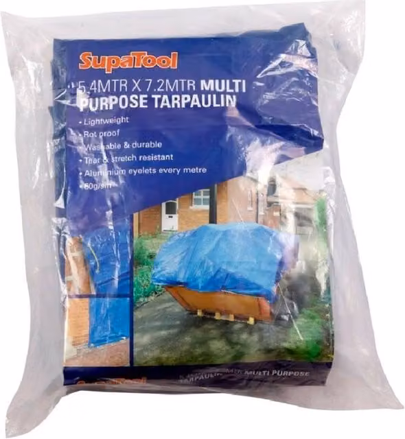 SupaTool Blue Tarpaulin W: 5.4 m, L: 7.2 m – 1