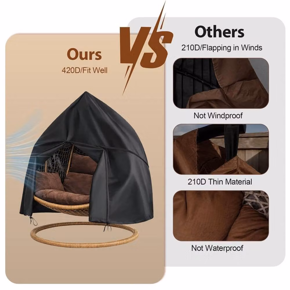NESTLUNE Black 420D Oxford UV and Wind Resistant Water Repellent Armchair Cover – 2