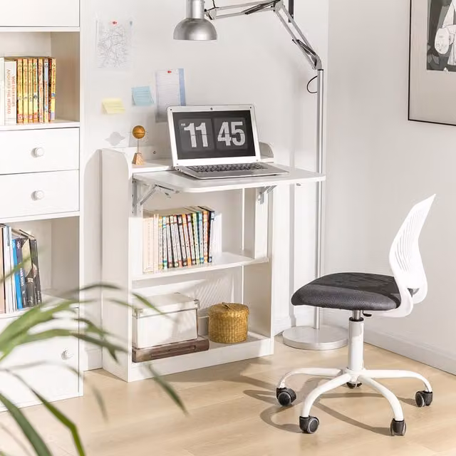 SoBuy Modern White Folding Computer Desk for Home Office