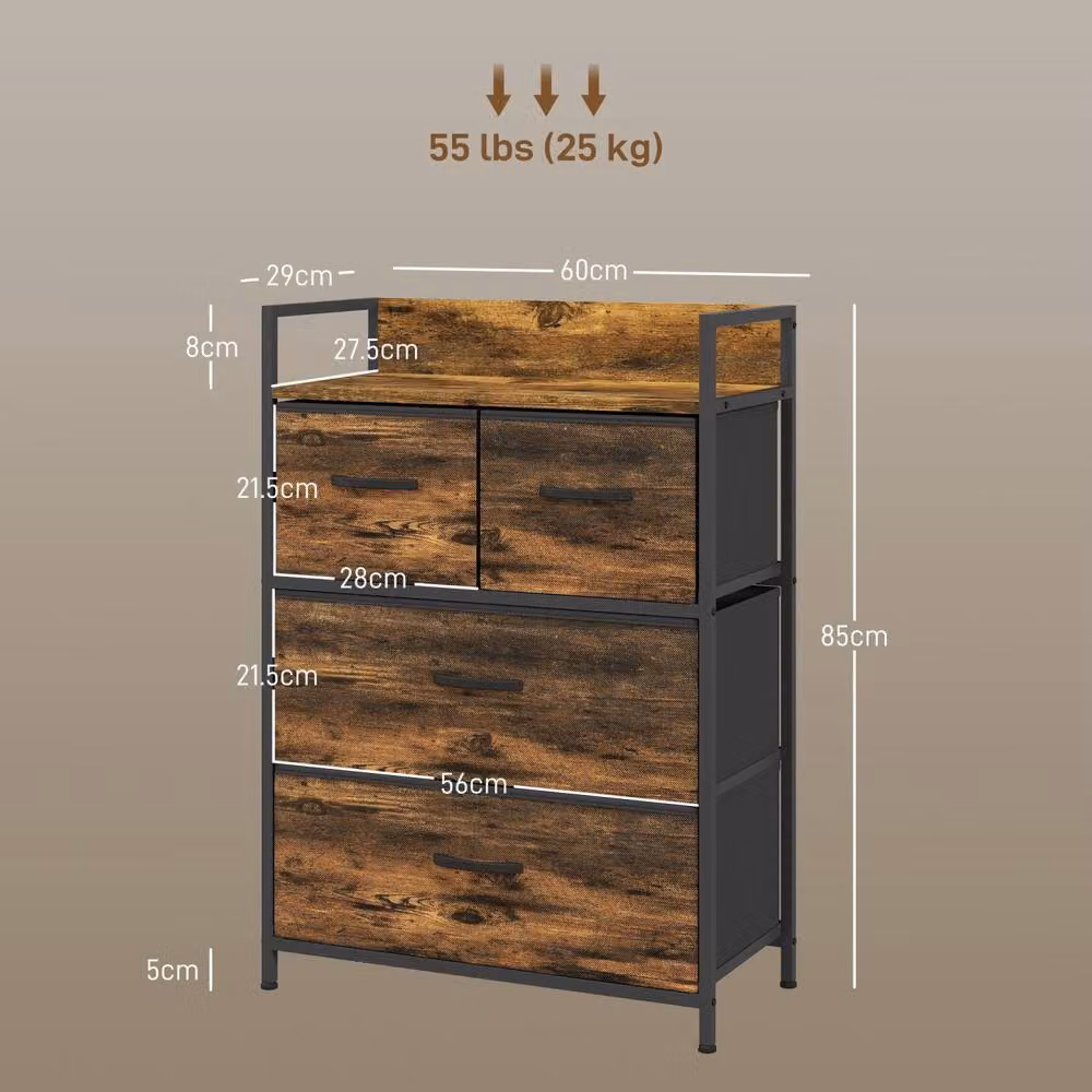 Wyld Haus Tolito 4 Drawer Storage Chest in Brown Fabric and Metal – 3