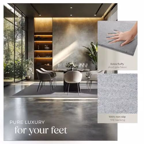 tectake Grey Allergy-Friendly Short-Pile Polyester Rug, Washable and Non-Slip, W/D: 200 x 290 cm – 4