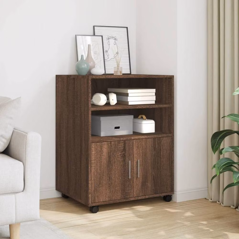 Berkfield Home Modern Rolling Cabinet in Brown Oak, W/D/H: 60 x 48 x 81 cm – 2