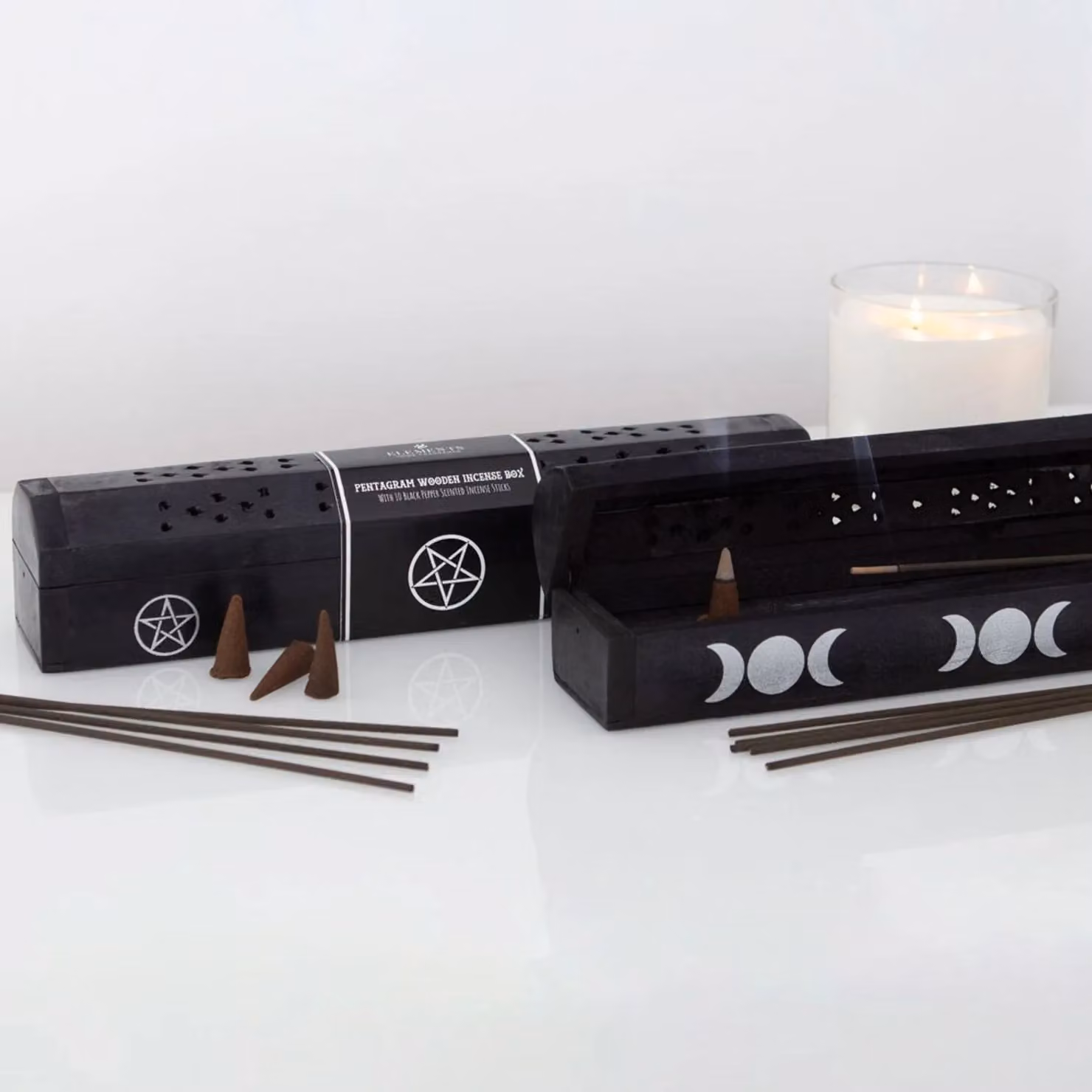 Elements Black Pepper Pentagram Wooden Incense Gift Set with Spicy Scented Sticks – 2