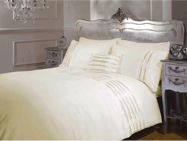 Rapport Home Striped Polycotton and Silk Duvet Set with Pillowcase, Cream, 90 x 200 cm