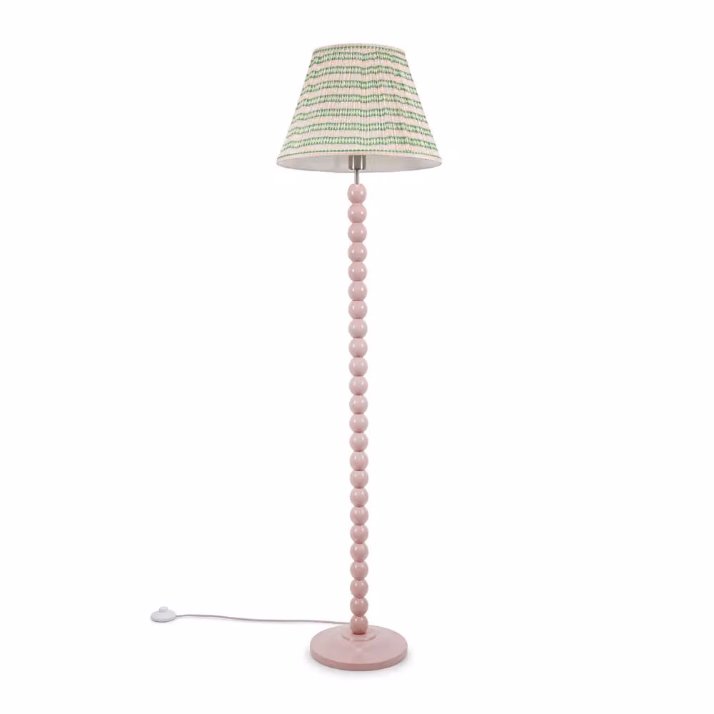 ValueLights Bobbins Rose Pink Floor Lamp with Fabric Pleated Shade and LED Bulb – 2