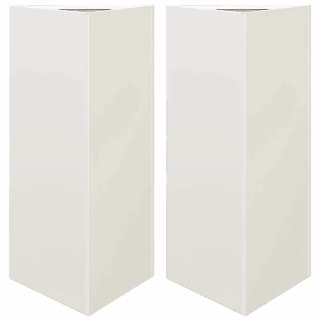 Berkfield Home Set of 2 White Triangular Steel Garden Planters, W: 40 cm, D: 34.5 cm, H: 70 cm – 2