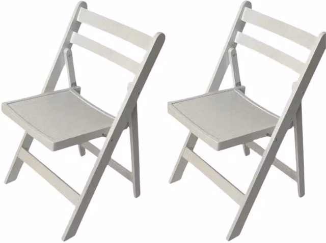 PAWNORA Pack of 2 White Lacquered Wooden Folding Chairs