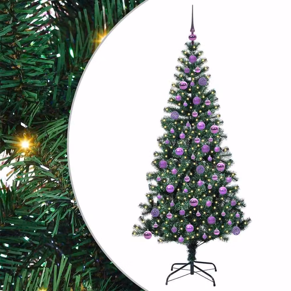 Berkfield Home Artificial Pre-lit Christmas Tree in Green, Height: 180 cm – 2
