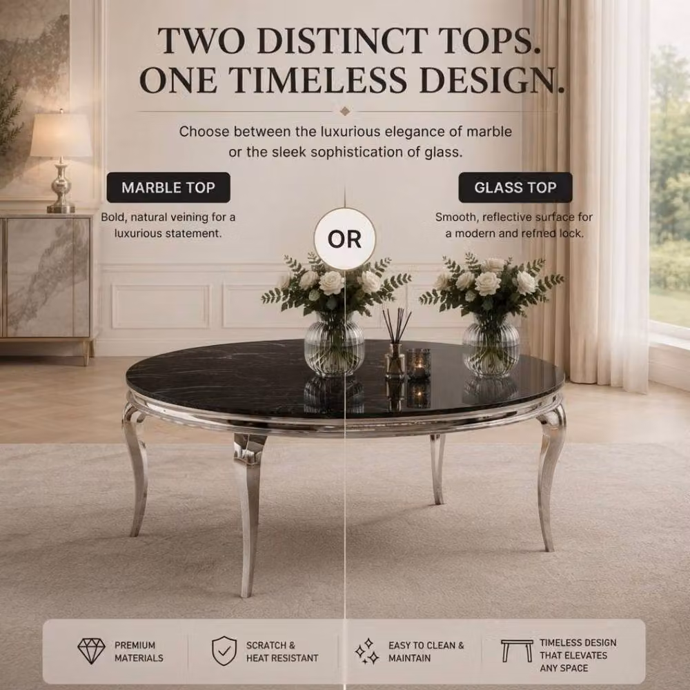 Stratus Interiors Louis Round Marble Top Dining Table with Black Architectural Metal Base, Diameter: 130 cm – 3