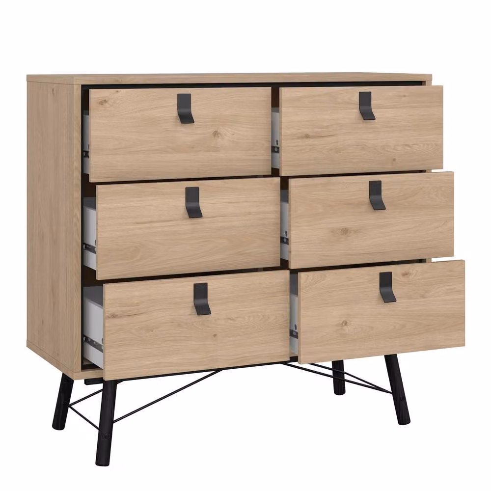 Wyld Haus Juno Oak Bedroom Set with 3 Door Wardrobe and 3 Drawers in Brown and Beige – 4