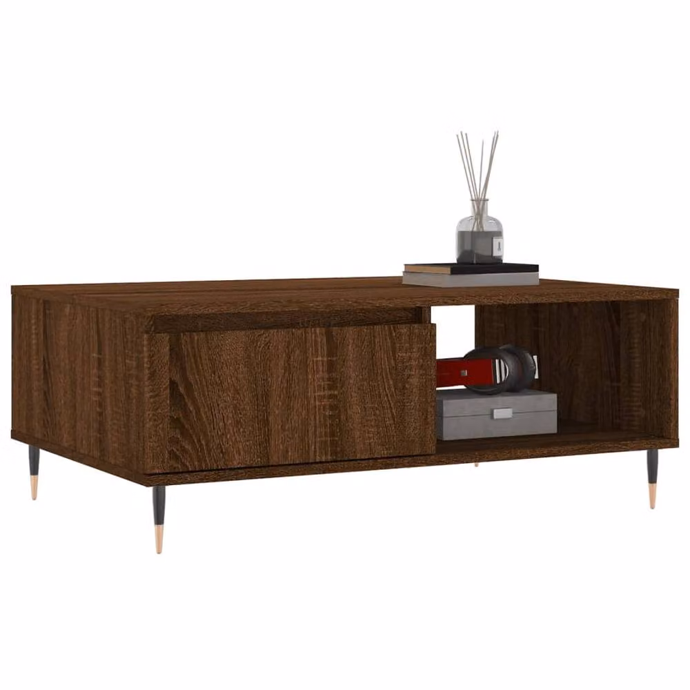 Berkfield Home Brown Oak Coffee Table, W: 90 cm, D: 60 cm, H: 35 cm – 3